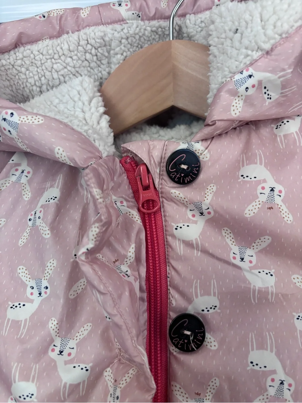 Catimini Cottagecore Jacket Size 3T Deer Prince Sherpa Lined Ears on Hooded Logo